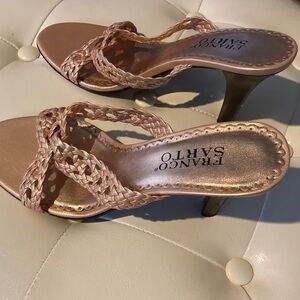 Franco Sarto Metallic Rose Gold Braided Slide Mules